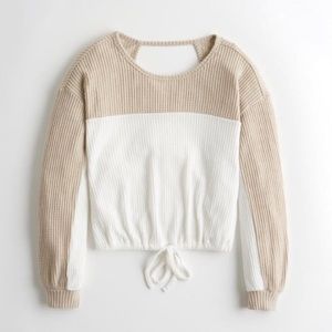 Hollister Open Back Waffle Boyfriend Tan/Nude Top